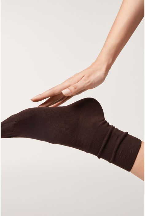 Chaussettes Courtes En Coton Et Cachemire Marron