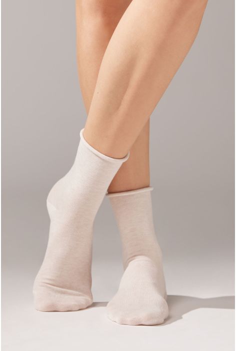Chaussettes Courtes À Bords Francs En Coton Naturel
