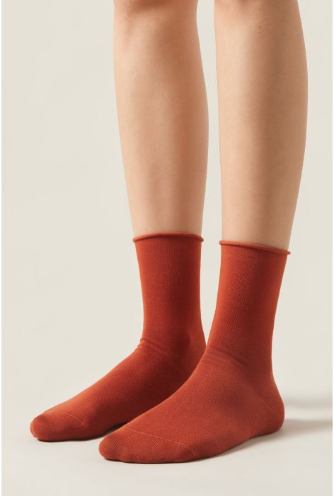 Chaussettes Courtes À Bords Francs En Coton Orange