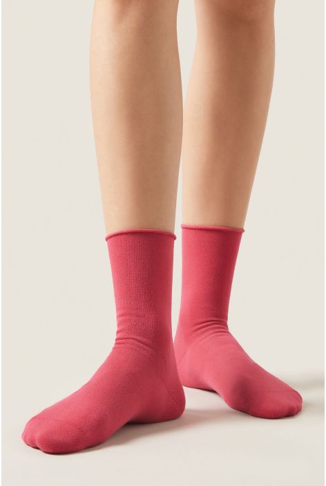 Chaussettes Courtes À Bords Francs En Coton Rouge