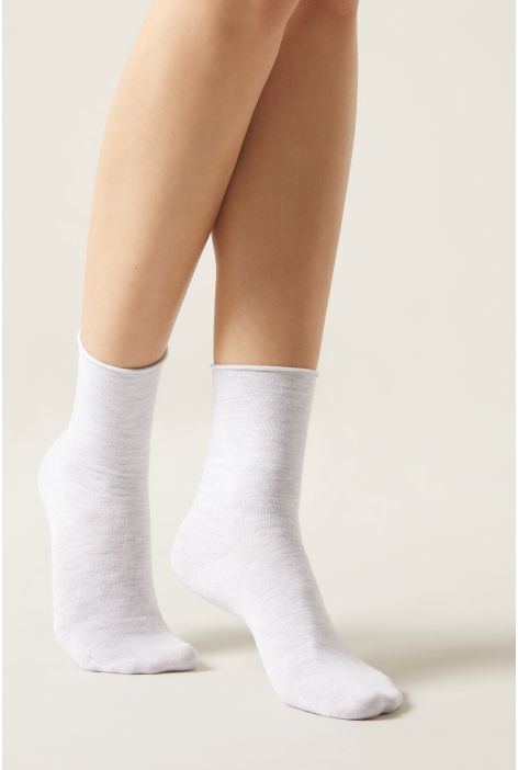 Chaussettes Courtes À Bords Francs En Coton Gris