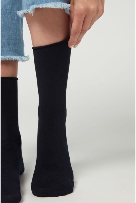 Chaussettes Courtes Avec Cachemire Bleu