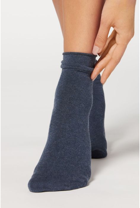 Chaussettes Courtes Avec Cachemire Bleu