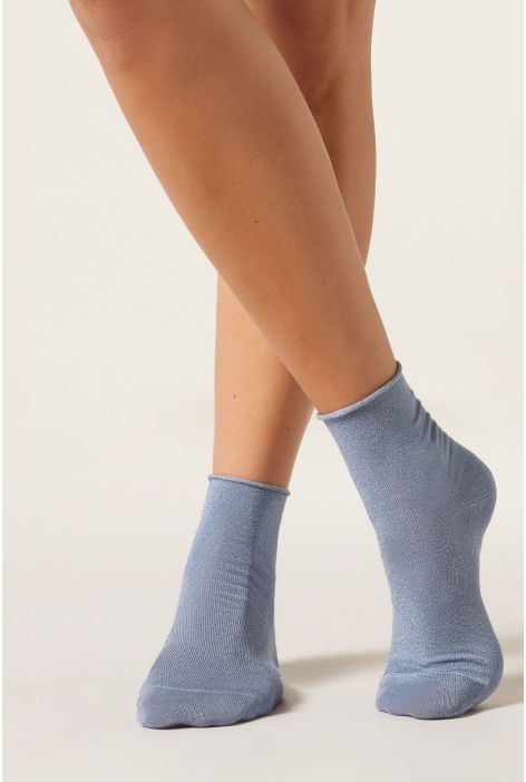 Chaussettes À Paillettes Bleu