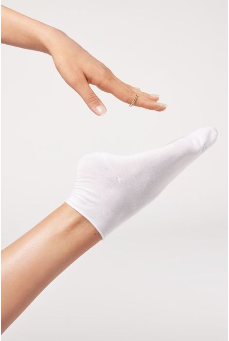 Chaussettes Basses En Coton Sans Bordure Blanc