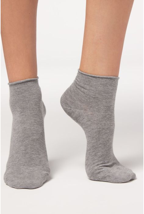 Chaussettes Basses En Coton Sans Bordure Gris