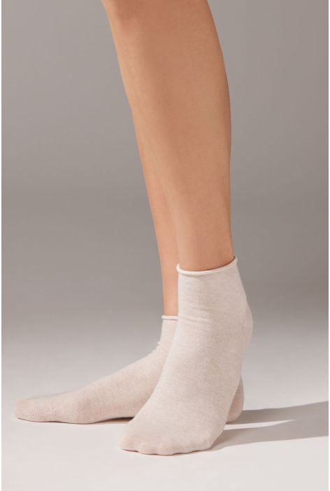 Chaussettes Basses En Coton Sans Bordure Naturel