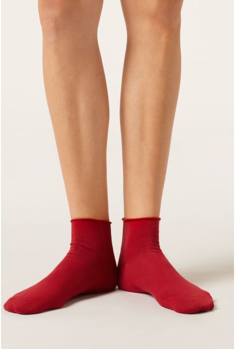 Chaussettes Basses En Coton Sans Bordure Rouge