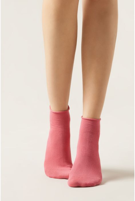 Chaussettes Basses En Coton Sans Bordure Rose