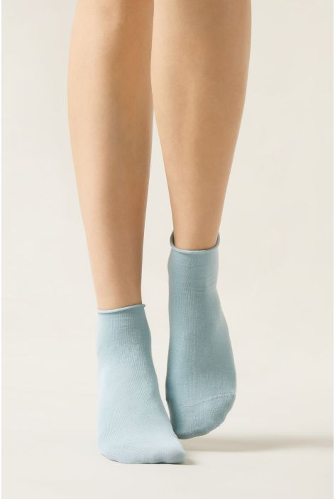 Chaussettes Basses En Coton Sans Bordure Bleu