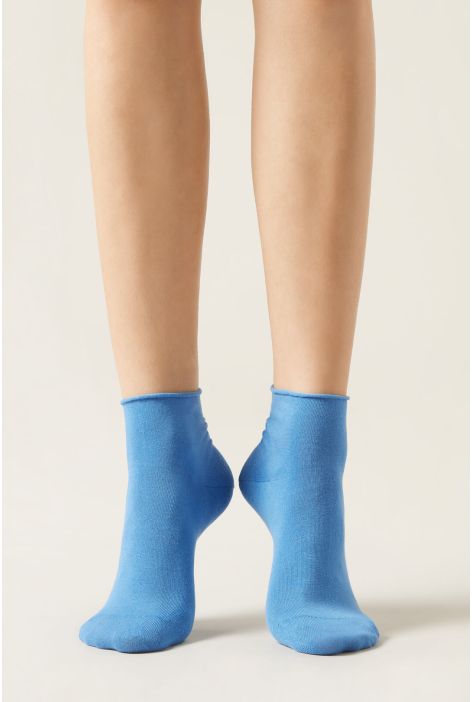 Chaussettes Basses En Coton Sans Bordure Bleu