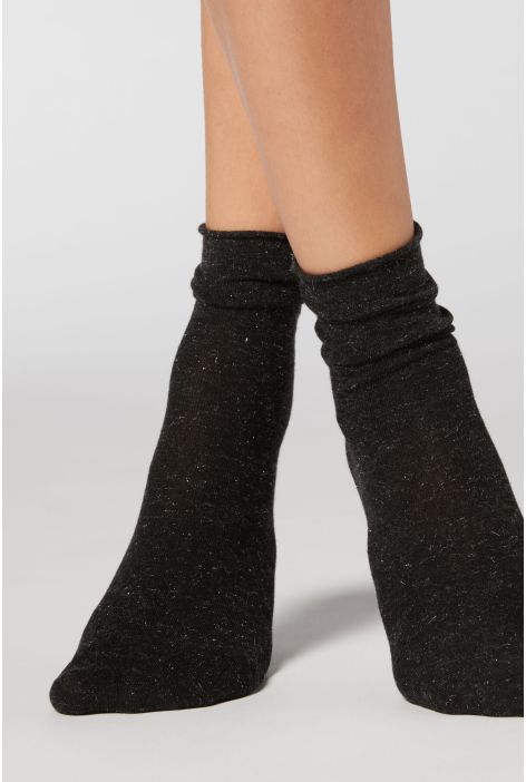 Chaussettes Courtes Avec Cachemire Noir