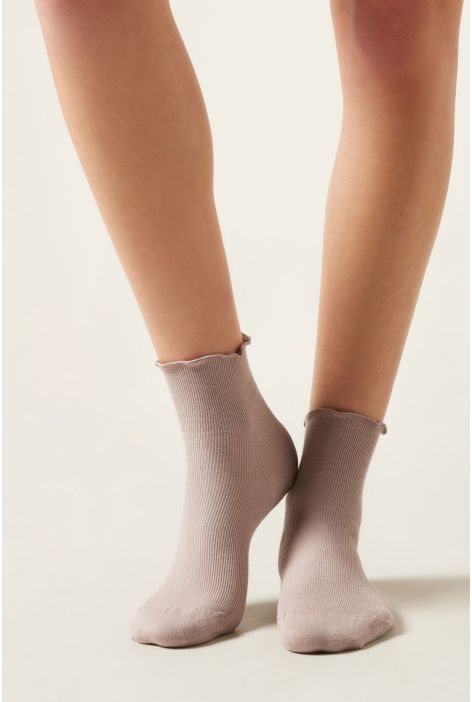 Chaussettes Côtelées Naturel