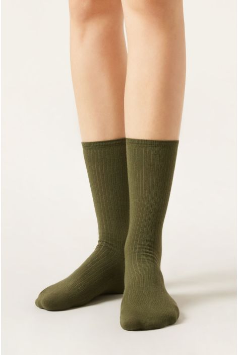 Chaussettes Côtelées Vert