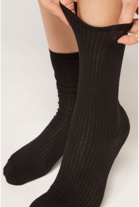 Chaussettes Basses Côtelées Noir