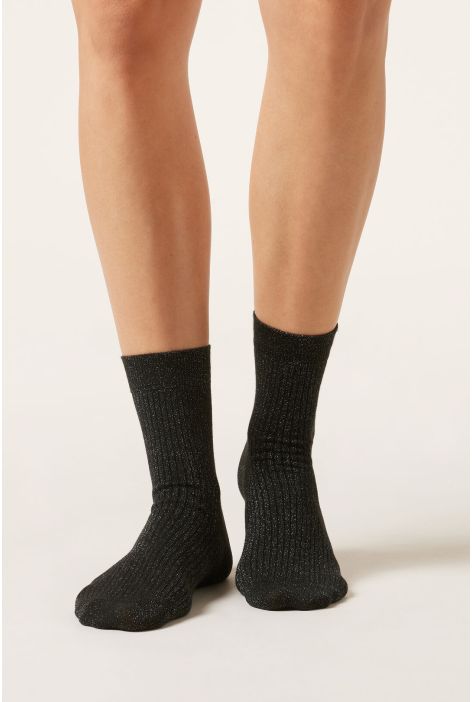 Chaussettes Côtelées Glitter Noir