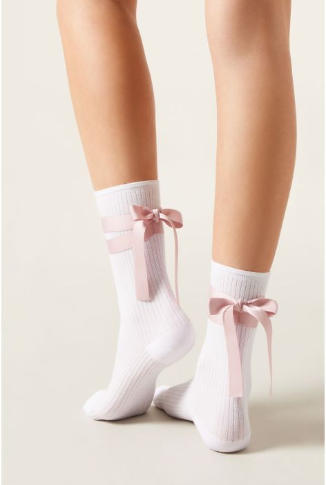 Chaussettes À Ruban Rose