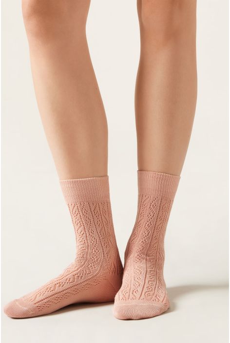 Chaussettes Ajourées Rose Clair