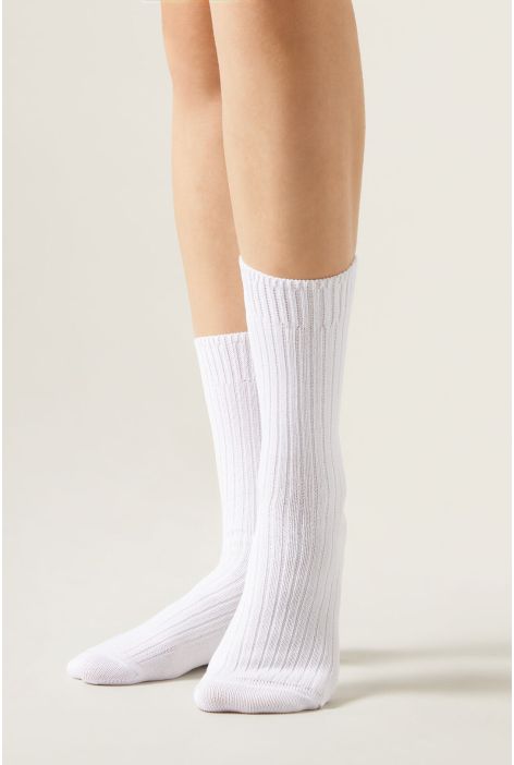 Chaussettes Côtelées Blanc