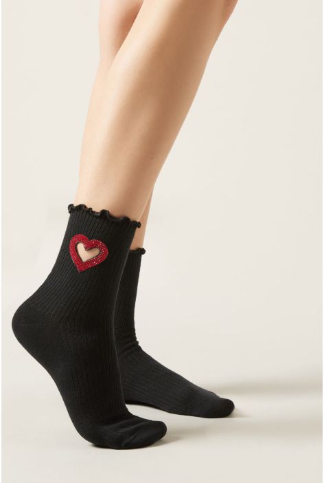 Chaussettes À Cœur Cut-out Noir