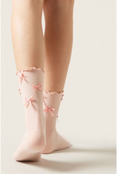 Chaussettes À Nœuds Rose Clair