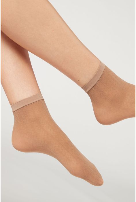 Chaussettes Courtes Motifs Losanges Naturel