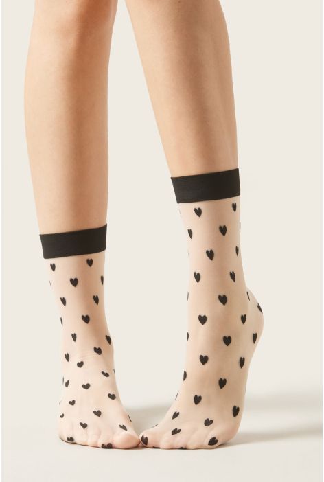 Chaussettes À Motif Cœurs Intégral Noir