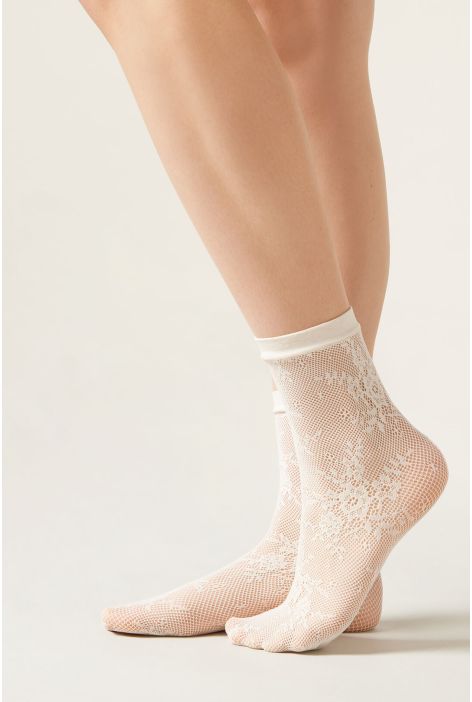 Chaussettes À Motifs Fleurs Noir