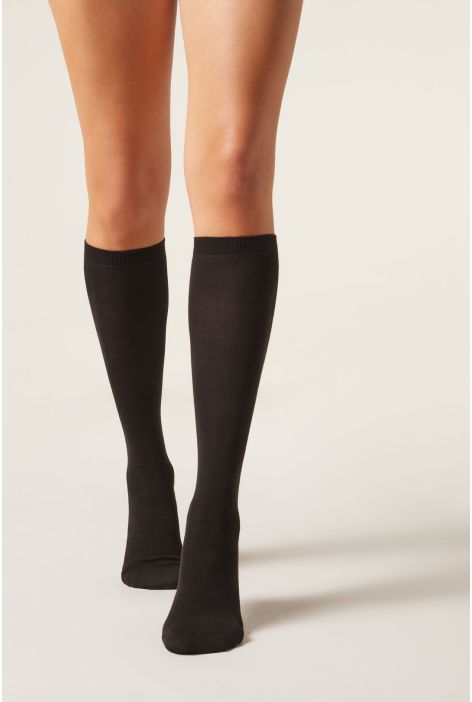 Chaussettes Longues En Laine Et Coton Marron