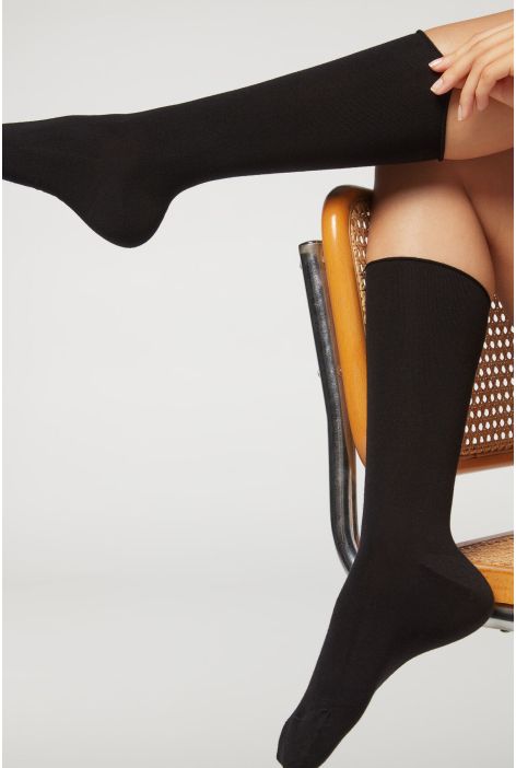 Chaussettes Mi-hautes Avec Cachemire Noir