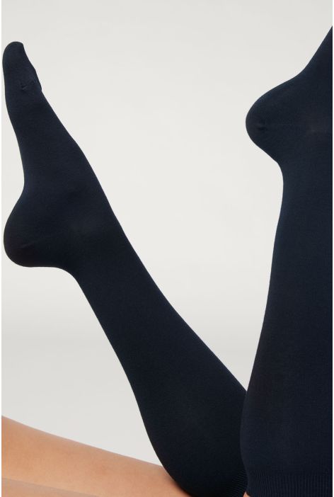 Chaussettes Longues Avec Cachemire Bleu