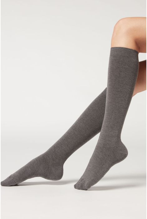 Chaussettes Longues Avec Cachemire Gris