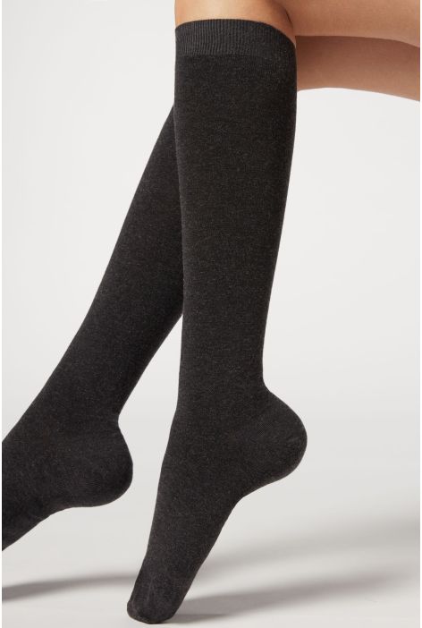 Chaussettes Longues Avec Cachemire Gris
