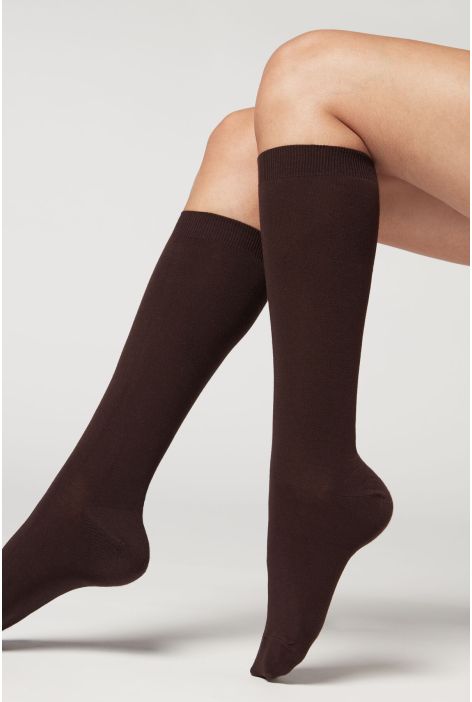 Chaussettes Longues Avec Cachemire Marron