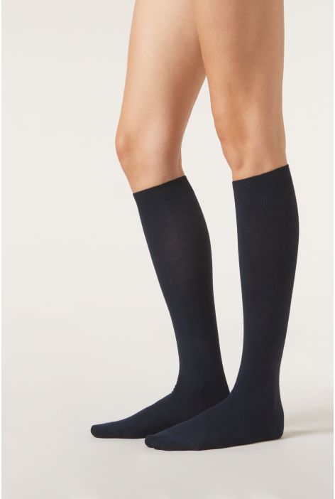 Chaussettes Longues Avec Cachemire Bleu