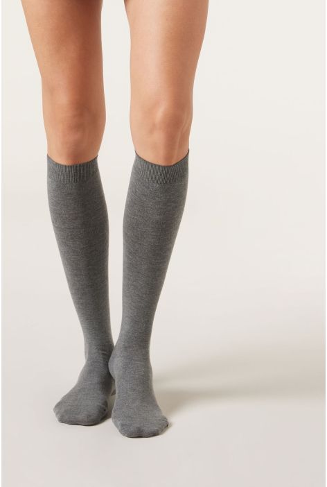 Chaussettes Longues Avec Cachemire Gris