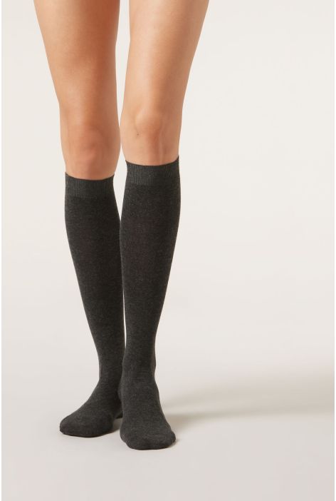 Chaussettes Longues Avec Cachemire Gris