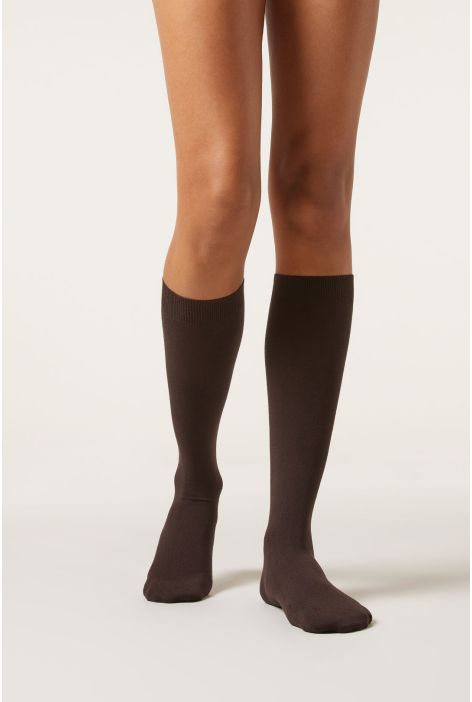 Chaussettes Longues Avec Cachemire Marron