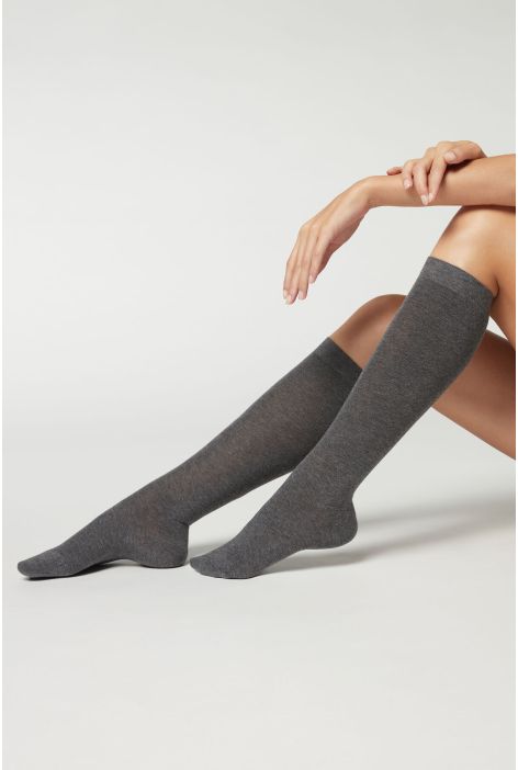 Chaussettes Longues En Coton Gris Foncé