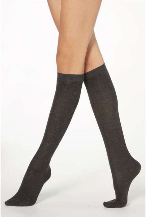 Chaussettes Longues En Coton Gris