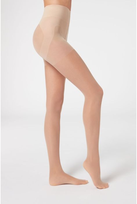 Collant Transparent 30 Deniers Modelant Ventre Et Fesses Naturel