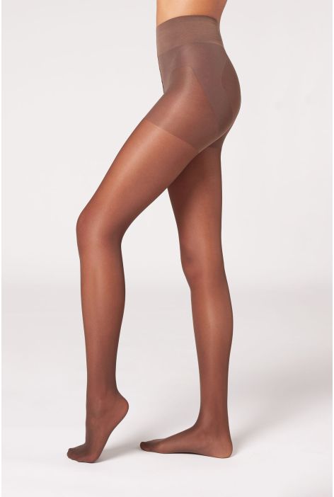 Collant Transparent 30 Deniers Modelant Ventre Et Fesses Marron