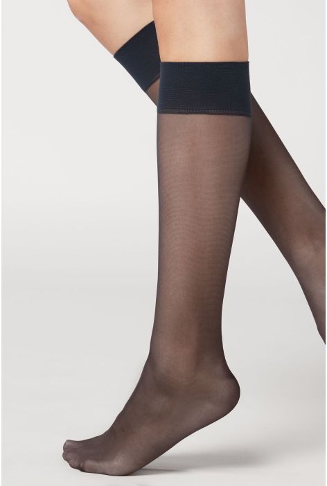 Mi-bas Voile 20 Deniers Bleu