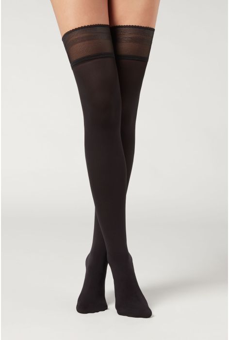 Bas Autofixants Opaques 50 Deniers Effet Toucher Doux Noir
