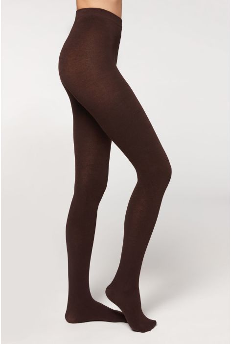 Collant Opaque Thermique Avec Cachemire Marron