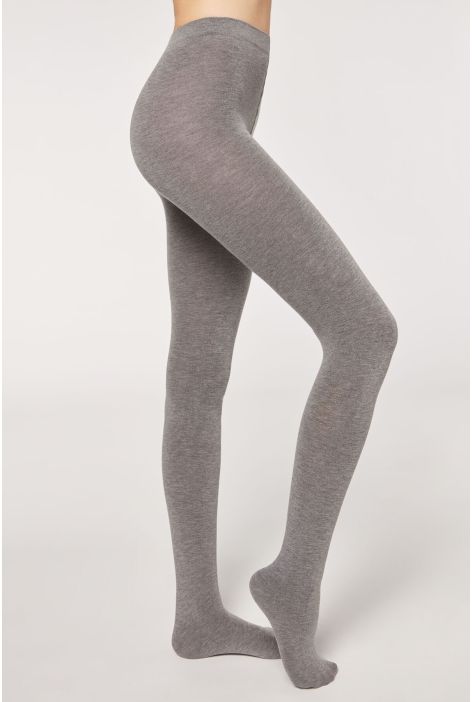 Collant Opaque Thermique Avec Cachemire Gris