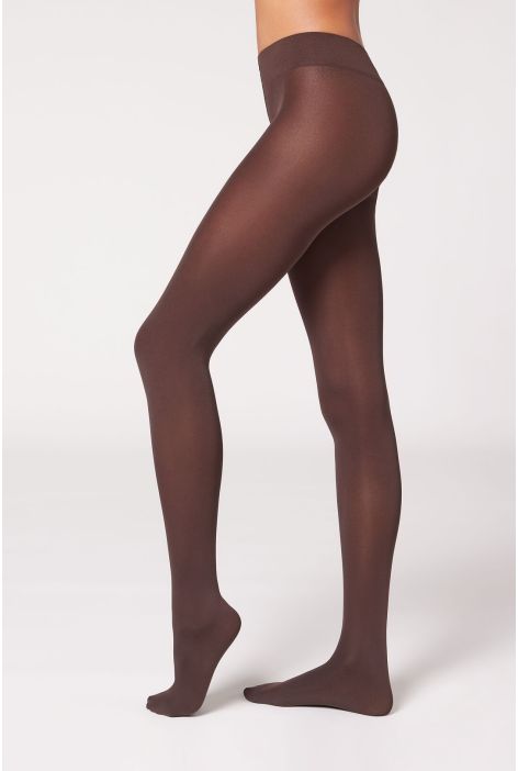 Microfibre Collant Opaque 100 Deniers Effet Toucher Doux Marron
