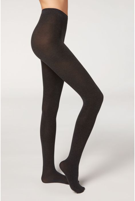 Collant Opaque 150 Deniers En Coton Gris Foncé