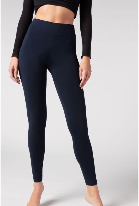 Legging En Coton Bleu