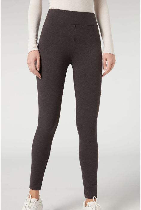 Legging Opaque Thermique En Coton Gris